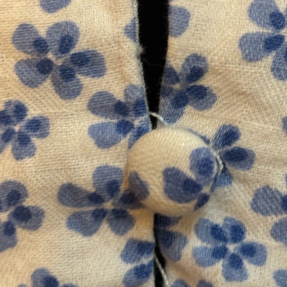 VESTIQUE CUT- OUT FIT & FLARE BLUE FLORAL PEASANT TIE BACK MINI DRESS SZ L - Picture 9 of 14